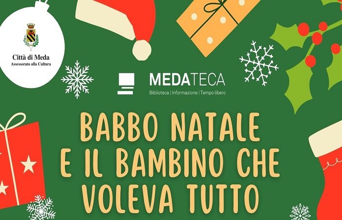 Immagine che raffigura Babbo Natale e il bambino che voleva tutto