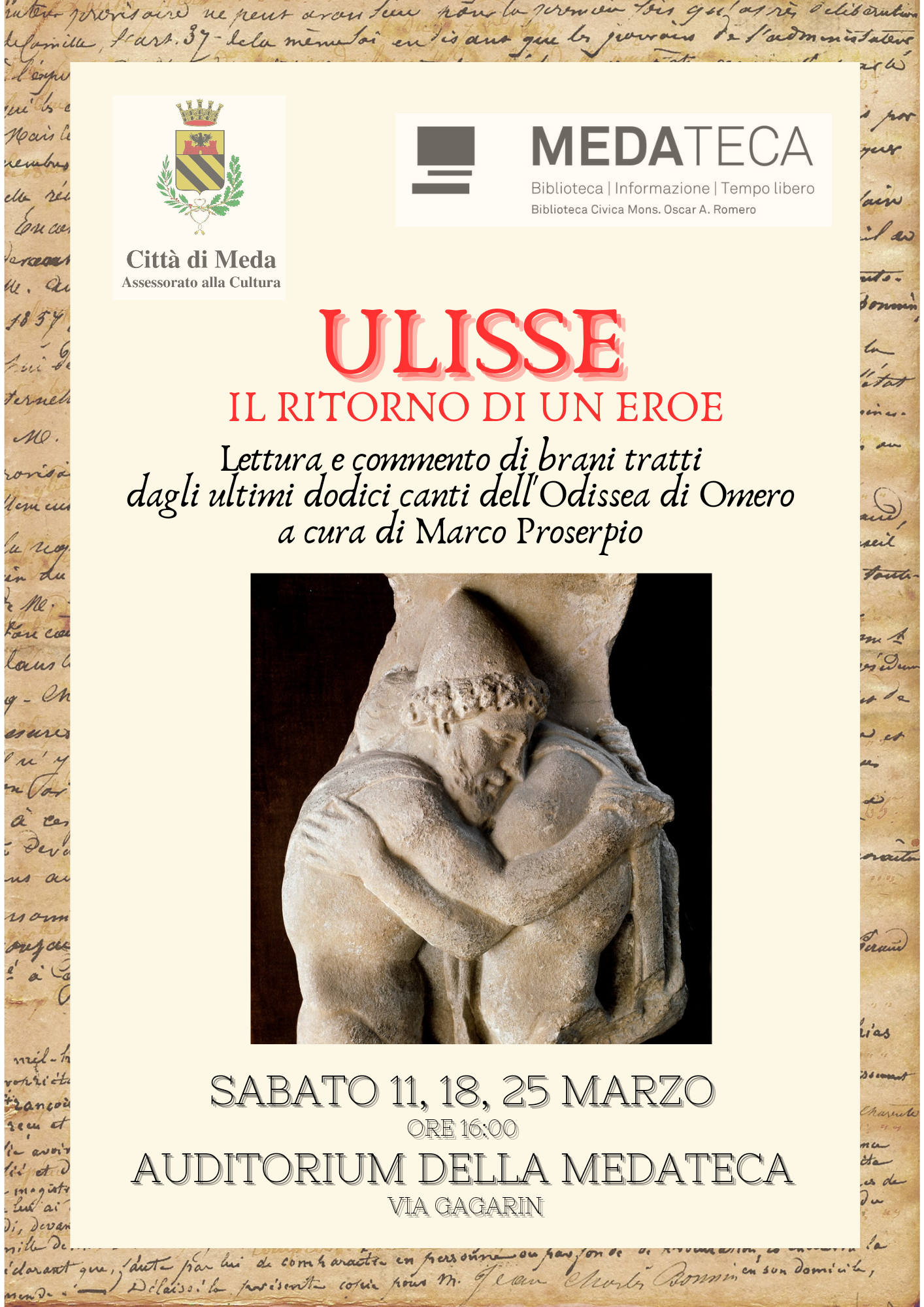 Lettura e commento di brani tratti dagli ultimi dodici canti dell'Odissea di Omero a cura di Marco Proserpio