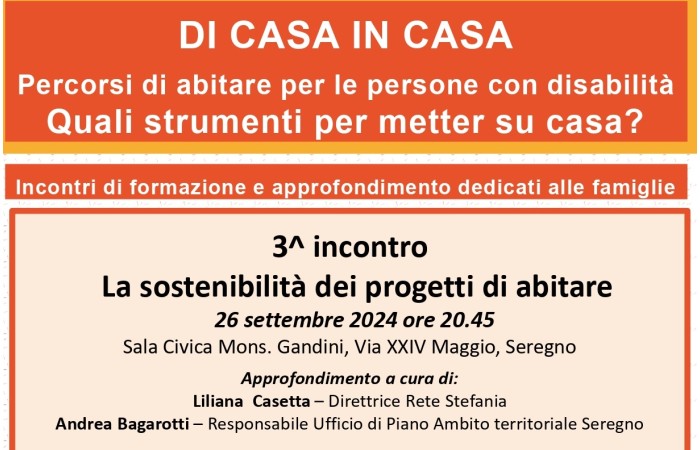 Incontri di formazione e approfondimento dedicati alle famiglie. 